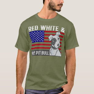 Camiseta Red White Blue Pitbull American Flag Pittie Dog