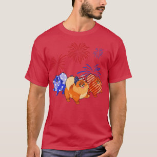 Camiseta Red White Blue Pomeranian American Flag 4th Jul