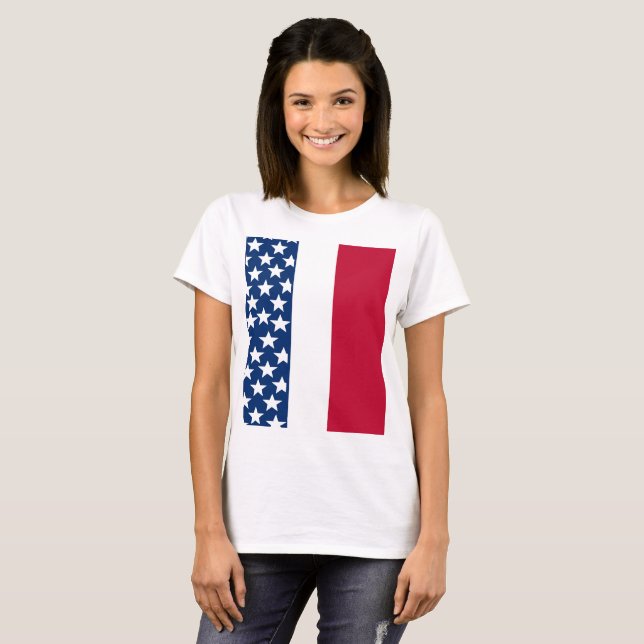 Camiseta Red White Blue Star feliz Dia da Independência (Frente Completa)