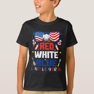 Camiseta Red White Blue Sungs Almoçando Lady Crew 4 de julh