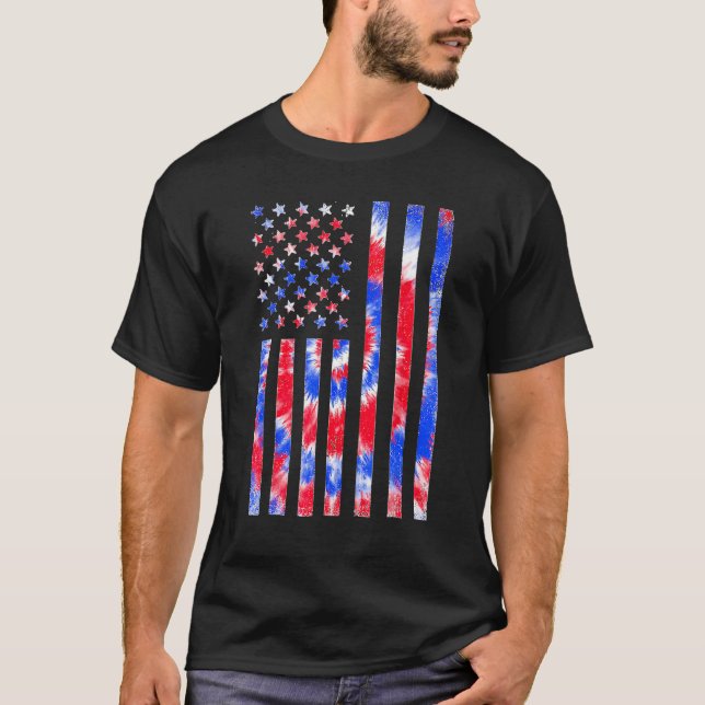 Camiseta Red White Blue Tie Dye American Flag 4th O (Frente)