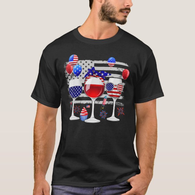 Camiseta Red White Blue Três Vinhos Bandeira Americana 4t (Frente)
