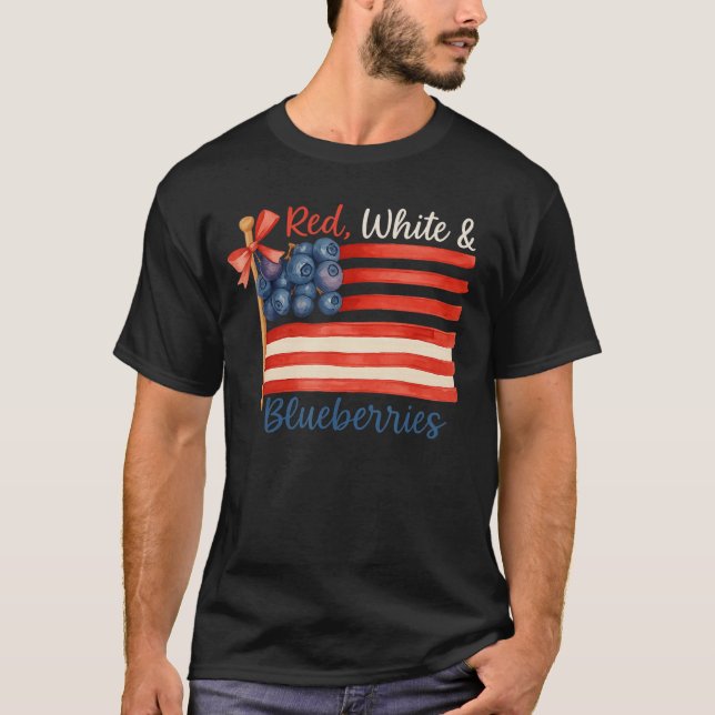Camiseta Red White Blueberries American Flag PNG Blueberry  (Frente)