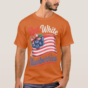 Camiseta Red White Blueberries Coquette Flag Bow engraçado