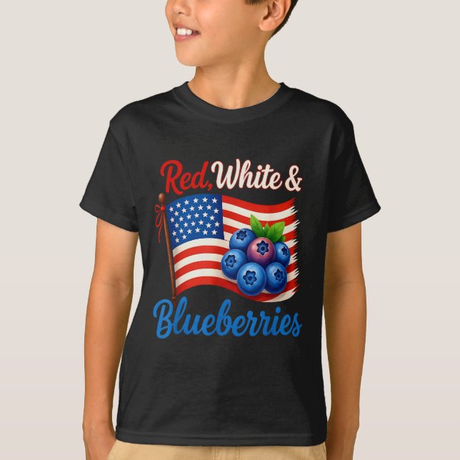 Camiseta Red White Blueberries Funny Patriotic Usa Flag Vin (Frente)