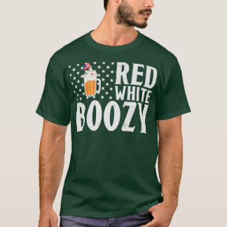 Camiseta Red White Boozy Beer Bebendo American Flag