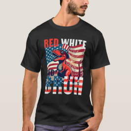 Camiseta Red White Bruh Dinosaur Funny EUA 4 de julho