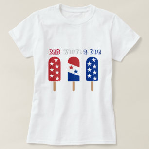 Camiseta Red White Devido picolés 4 de julho de chá de fral