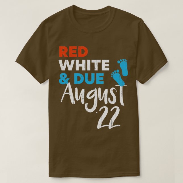 Camiseta Red White e Aviso de Gravidez em Agosto de 2022 (Frente do Design)