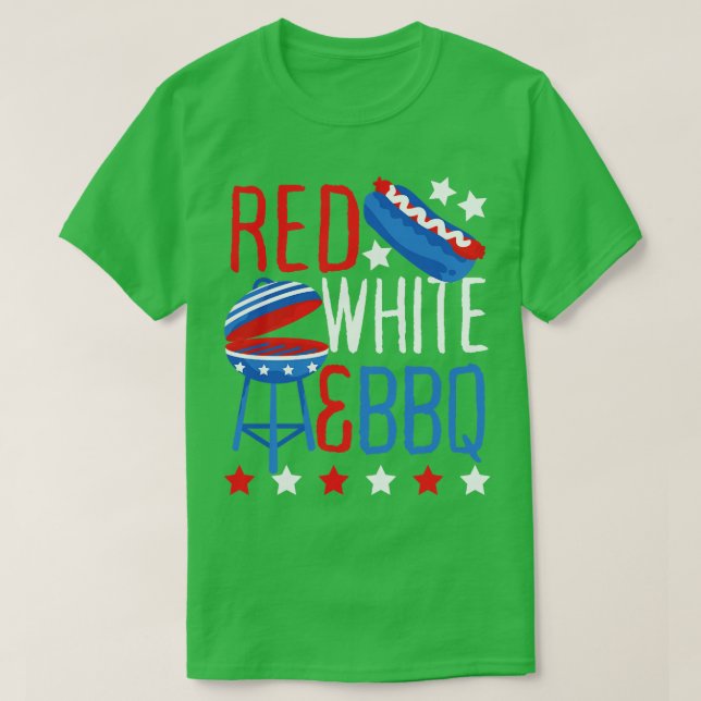 Camiseta Red White e Barbeque de Feriado dos EUA CHURRASCO (Frente do Design)
