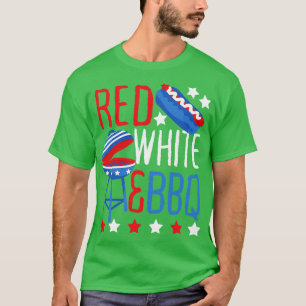 Camiseta Red White e Barbeque de Feriado dos EUA CHURRASCO