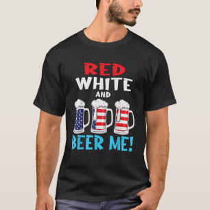 Camiseta Red White e Beer Me EUA Flag Stars e S