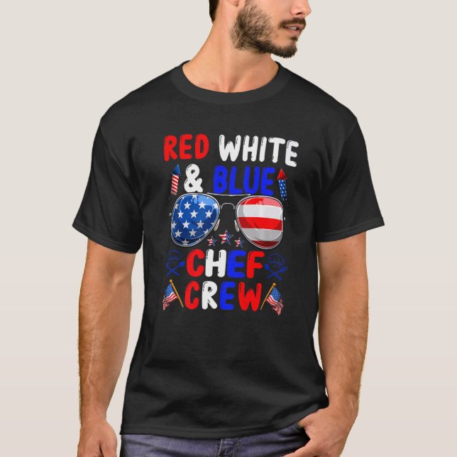 Camiseta Red White E Blue Chef Squad American Flag (Frente)