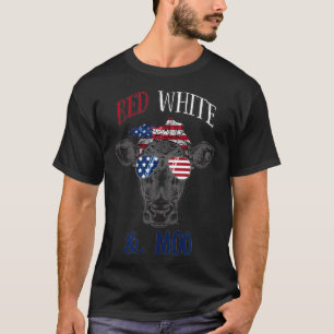 Camiseta Red White e Blue Cow Flag Americano Heifer
