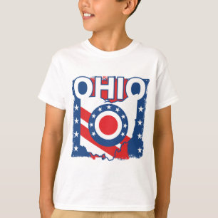 Camiseta Red White e Blue Patriotic Grunge Ohio