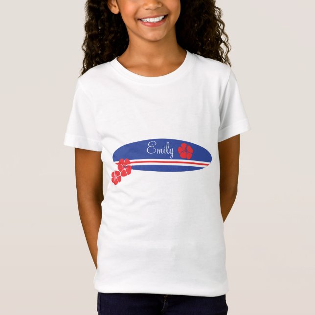Camiseta Red White e Blue Surfboard Hibiscus (Frente)