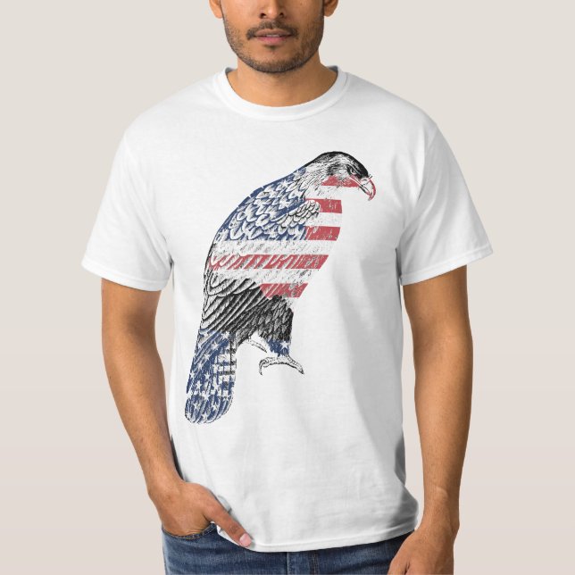 Camiseta Red White E Blue USA Patriotic Eagle Art (Frente)