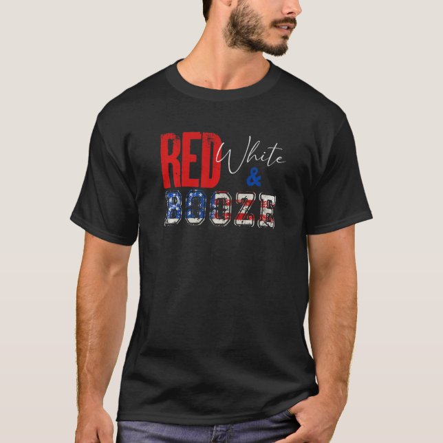 Camiseta Red White E Booze American Flag Usa 4 de julho 17 (Frente)