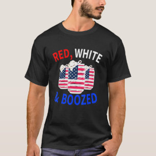 Camiseta Red White e Boozy 4 de julho, lareira patriótica