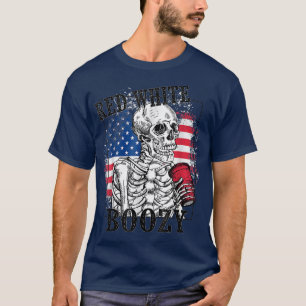 Camiseta Red White e Boozy Vintage 4 de julho Céu Engraçado