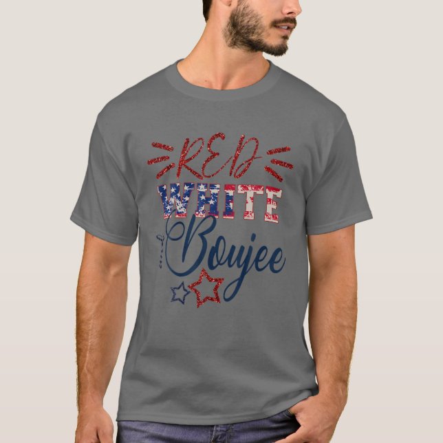 Camiseta Red White E Boujee 4 De Julho Fogo Patriot (Frente)