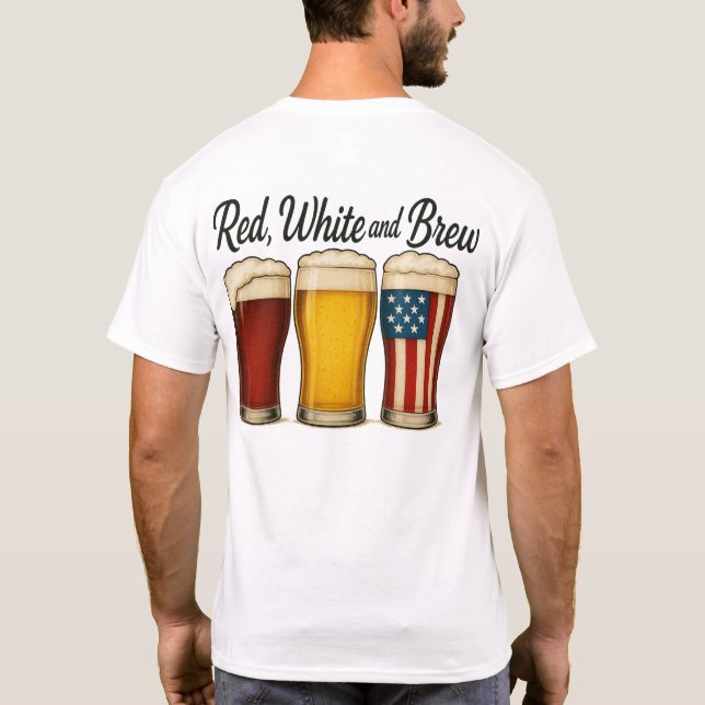 Camiseta Red White e Breer Beer American Flag Gráfico (Verso)