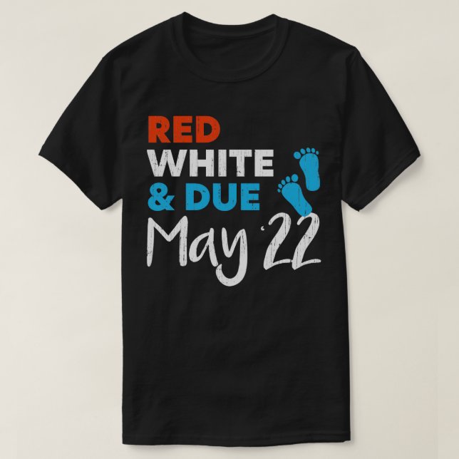 Camiseta Red White e due maio de 2022 Anúncio de gravidez (Frente do Design)