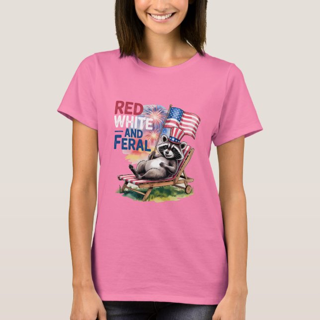 Camiseta Red White E Feral Raccoon (Frente)