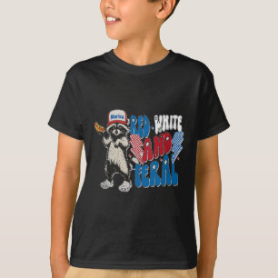 Camiseta Red White E Feral Raccoon 4th Of July Topo.p