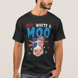Camiseta Red White E Moo Cow Usa Bandeira 4 De Julho Fazend