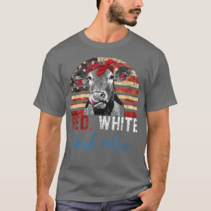 Camiseta Red White e Moo Patriotic Cow USA Flag Funny 4th