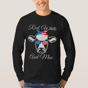 Camiseta Red White E Moo Patriótica Vaca Usa Bandeira 4° De