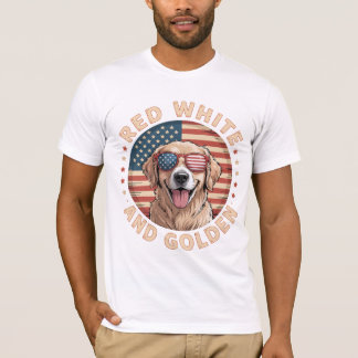 Camiseta Red White E Ouro Retriever Dog Patriótico