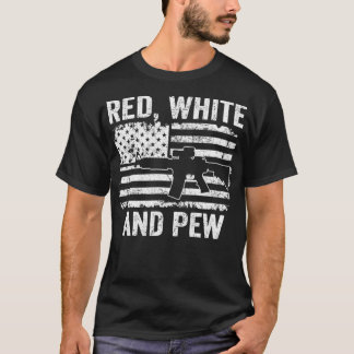 Camiseta Red White E Pew Funny Patriótico Pro Gun América