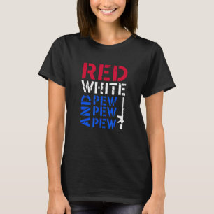 Camiseta Red White e Pew-Pew Vintage Gun 4 de julho