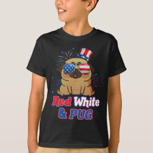 Camiseta Red White E Pug Independence Day Usa cãozinho 4