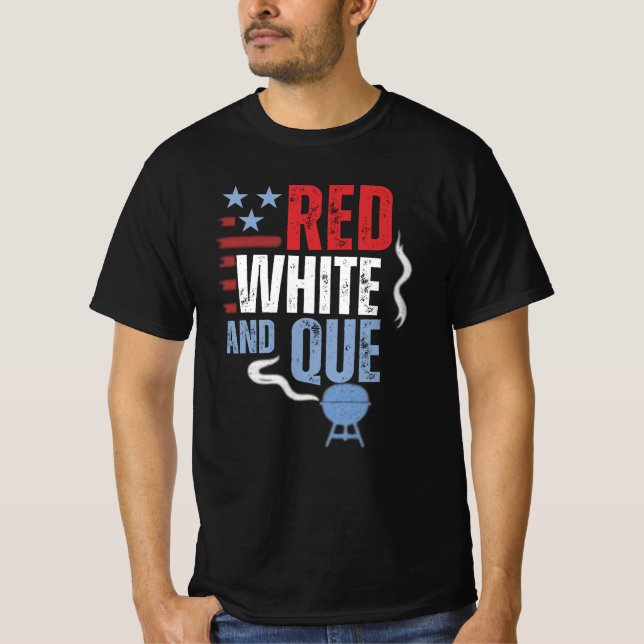Camiseta Red White e Que Patriotic CHURRASCO Gifes (Frente)