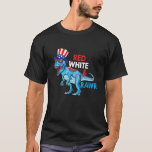 Camiseta Red White e Rawr T Rex EUA Patriótico 4 de julho