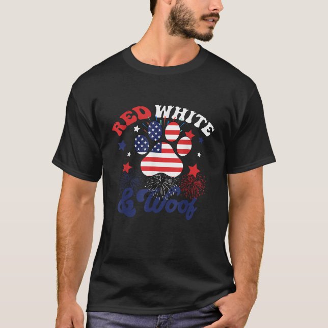 Camiseta Red White e Woody Patriotic Dog Lover USA Flag 4t (Frente)