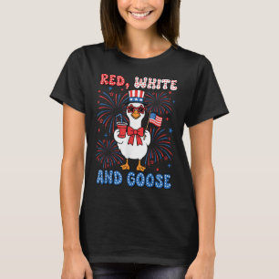 Camiseta Red White Goose America Goose 4 de julho Bandeira 
