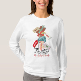 Camiseta Red White Winter Sleigh Fofo Moderno Natal