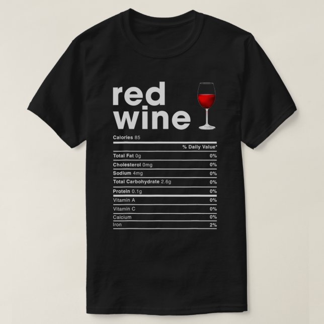 Camiseta Red Wine Nutrition Facts  (Frente do Design)