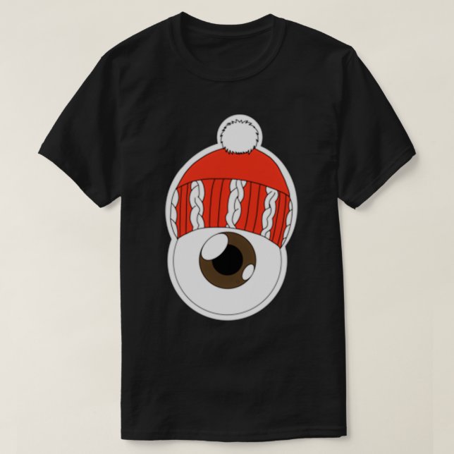 Camiseta Red Winter Hat Eyeball Brown Iris (Frente do Design)