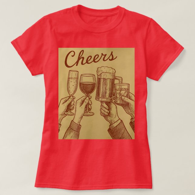Camiseta Red Women's Cheers Drinks Toasting T-Shirt (Frente do Design)