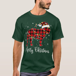 Camiseta Red Xadrez Buffalo French Buldog Feliz Natal P