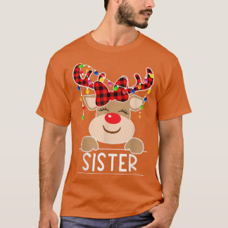 Camiseta Red Xadrez Reindeer Irmã Natal Christma