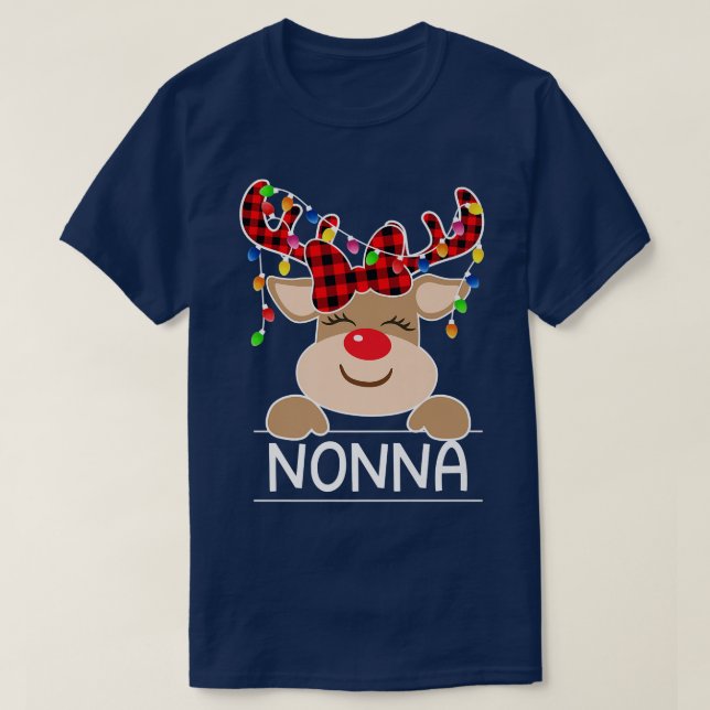 Camiseta Red Xadrez Reindeer Nonna Natal Festa (Frente do Design)