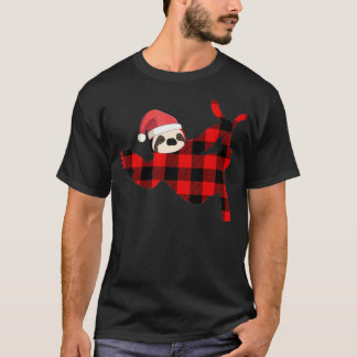 Camiseta Red Xadrez Sloth Pajama Family Buffalo Natal (