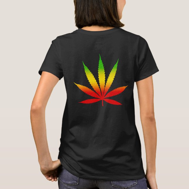 Camiseta Red Yellow & Green Rasta Leaf Jamaican Jamaica (Verso)