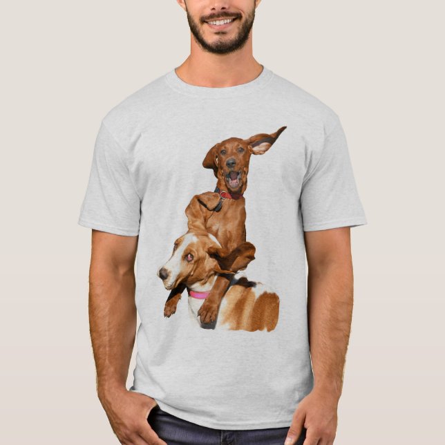 Camiseta Redbone Coonhound & Basset Hound Reproduzindo (Frente)